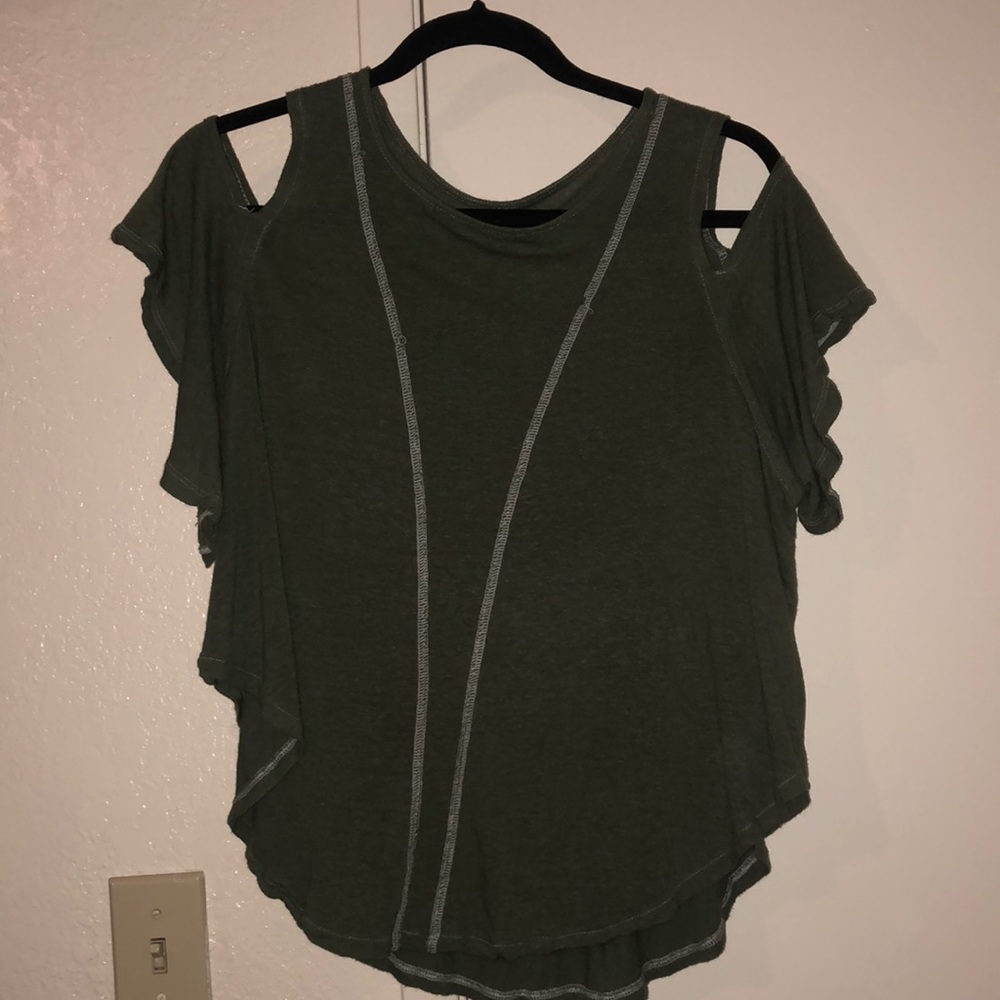 perfect condition cold shoulder olive green top